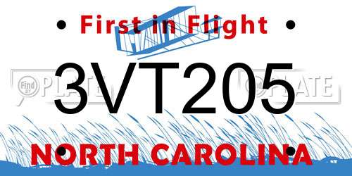 3VT205 North Carolina License Plate