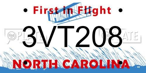 3VT208 North Carolina License Plate