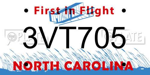 3VT705 North Carolina License Plate