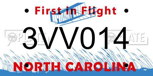 3VV014 North Carolina License Plate