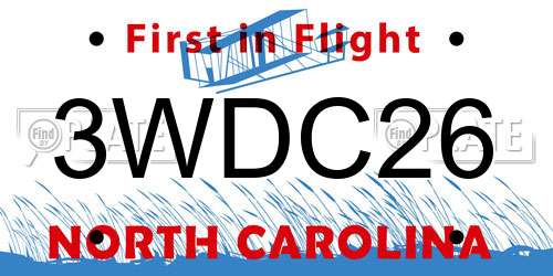 3WDC26 North Carolina License Plate