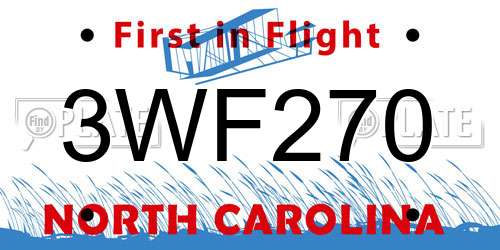 3WF270 North Carolina License Plate