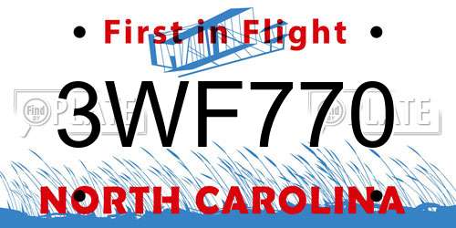 3WF770 North Carolina License Plate