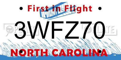 3WFZ70 North Carolina License Plate