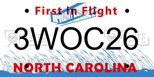 3WOC26 North Carolina License Plate