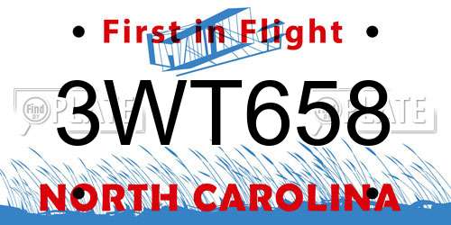 3WT658 North Carolina License Plate