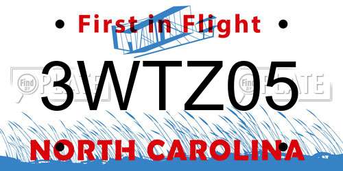 3WTZ05 North Carolina License Plate