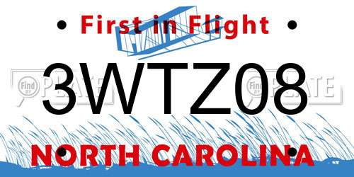 3WTZ08 North Carolina License Plate