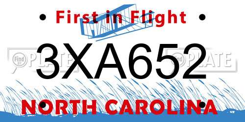 3XA652 North Carolina License Plate