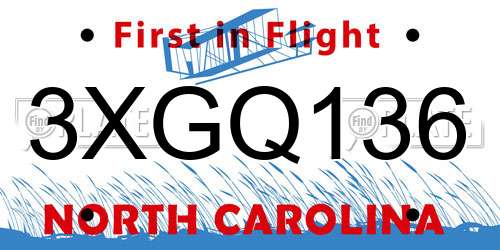 3XGQ136 North Carolina License Plate