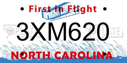 3XM620 North Carolina License Plate