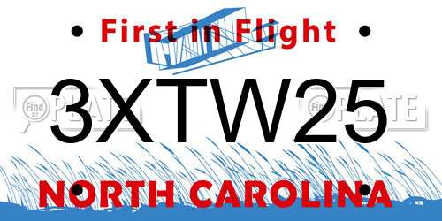 3XTW25 North Carolina License Plate