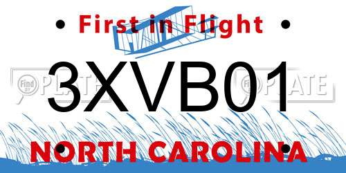 3XVB01 North Carolina License Plate