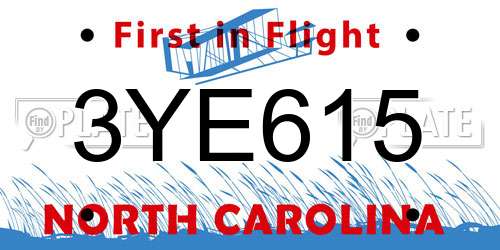 3YE615 North Carolina License Plate