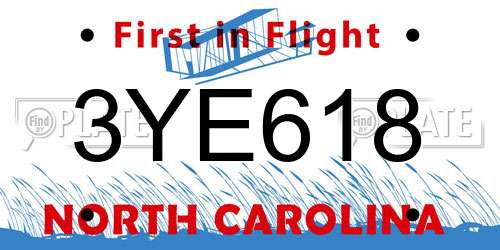 3YE618 North Carolina License Plate