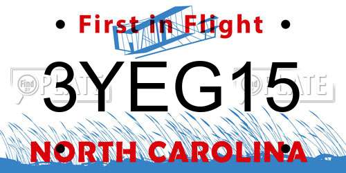3YEG15 North Carolina License Plate