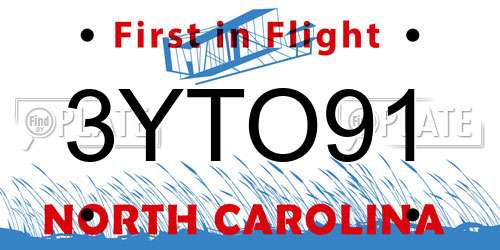 3YTO91 North Carolina License Plate