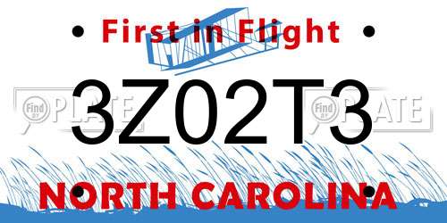 3Z02T3 North Carolina License Plate