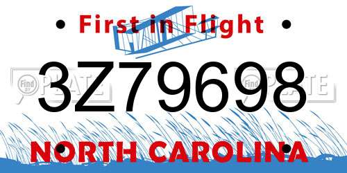 3Z79698 North Carolina License Plate