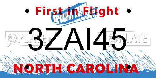 3ZAI45 North Carolina License Plate