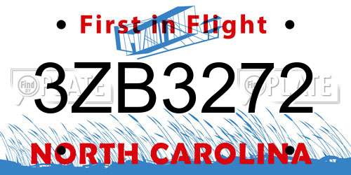 3ZB3272 North Carolina License Plate