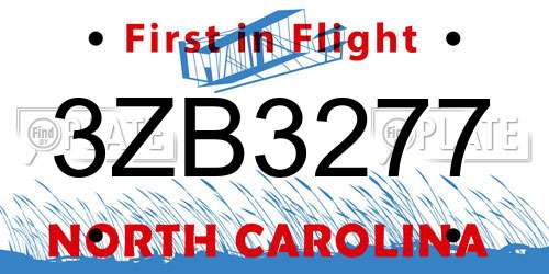 3ZB3277 North Carolina License Plate