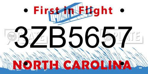 3ZB5657 North Carolina License Plate
