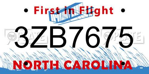 3ZB7675 North Carolina License Plate