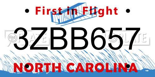 3ZBB657 North Carolina License Plate