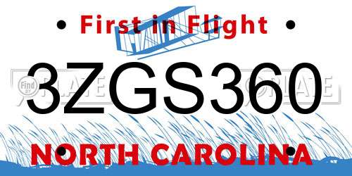 3ZGS360 North Carolina License Plate