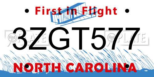 3ZGT577 North Carolina License Plate