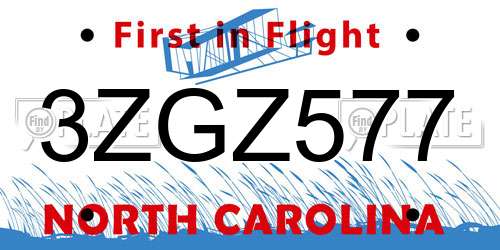 3ZGZ577 North Carolina License Plate