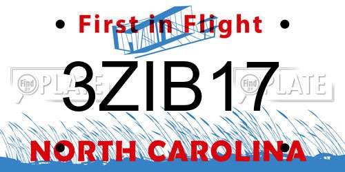 3ZIB17 North Carolina License Plate
