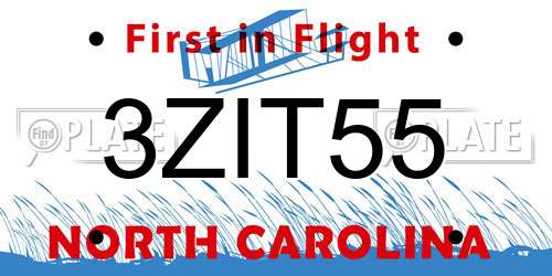 3ZIT55 North Carolina License Plate
