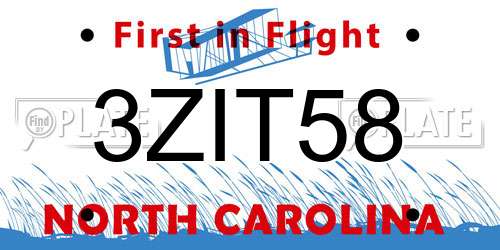3ZIT58 North Carolina License Plate