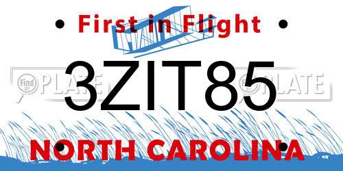 3ZIT85 North Carolina License Plate