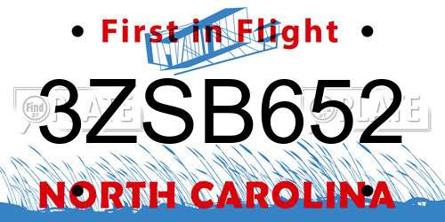 3ZSB652 North Carolina License Plate