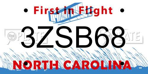 3ZSB68 North Carolina License Plate