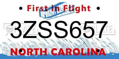 3ZSS657 North Carolina License Plate