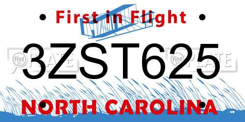 3ZST625 North Carolina License Plate