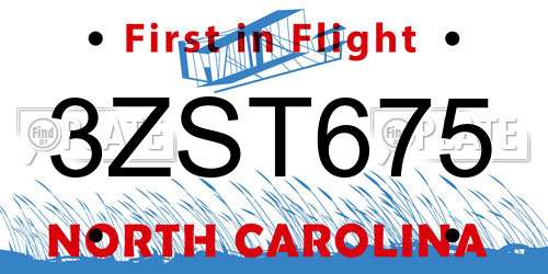 3ZST675 North Carolina License Plate