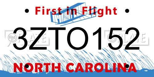 3ZTO152 North Carolina License Plate