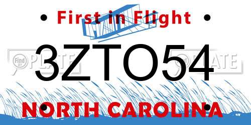 3ZTO54 North Carolina License Plate
