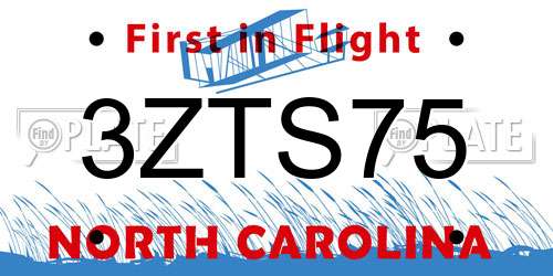 3ZTS75 North Carolina License Plate