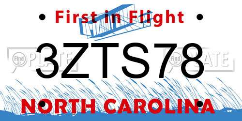3ZTS78 North Carolina License Plate
