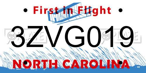 3ZVG019 North Carolina License Plate