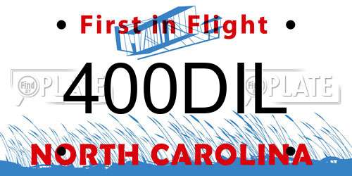 400DIL North Carolina License Plate