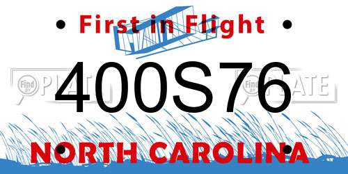 400S76 North Carolina License Plate