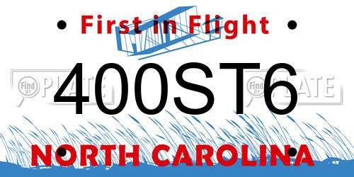400ST6 North Carolina License Plate