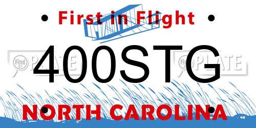 400STG North Carolina License Plate